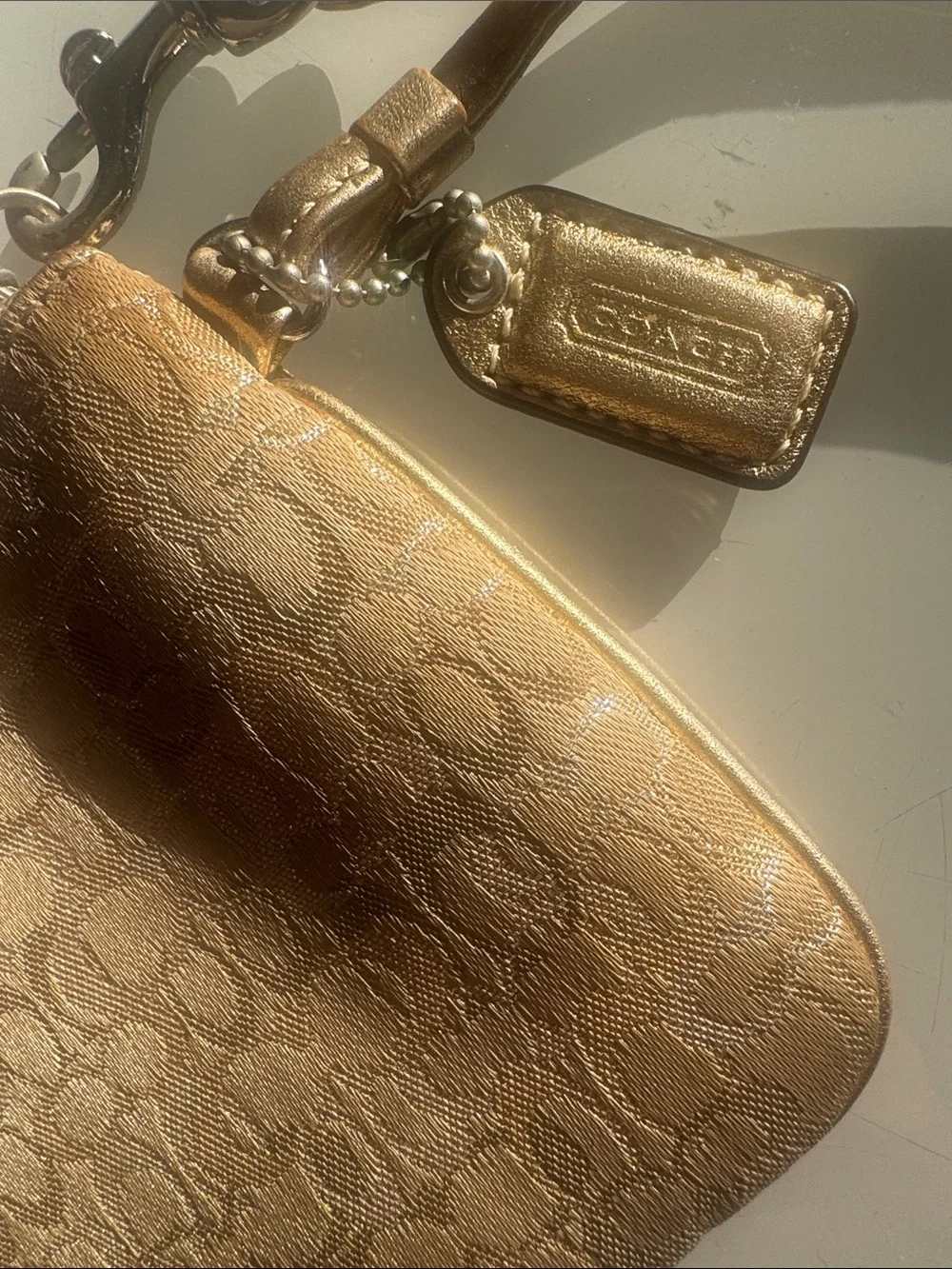 Coach Metallic Gold Signature Clutch Wristlet